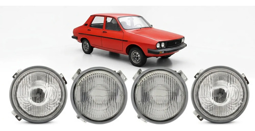 Optica Renault 12 R12 Redonda Bifaro Kit X 4 Unidades Ambos Lados