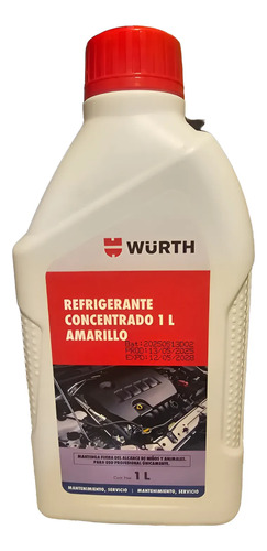Wurth Refrigerante Concentrado 1 Litro Rosa Amarillo Verde Amarillo